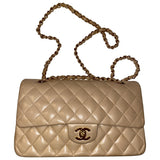Chanel timeless/classique beige leather handbag
