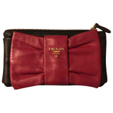 Prada pink leather clutch bag