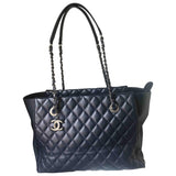 Chanel navy leather handbag