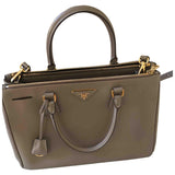 Prada galleria beige / grey leather handbag