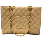 Chanel grand shopping beige leather handbag