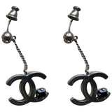 Chanel cc silver metal earrings