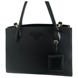 Prada monochrome black leather handbag
