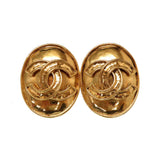 Chanel cc gold metal earrings
