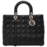 Dior lady dior black leather handbag