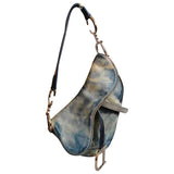 Dior saddle blue leather handbag
