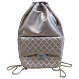 Chanel silver leather backpacks