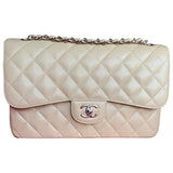Chanel timeless/classique beige leather handbag