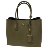 Prada double green leather handbag