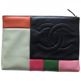 Chanel multicolour leather clutch bag
