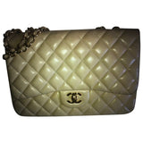 Chanel timeless/classique beige leather handbag