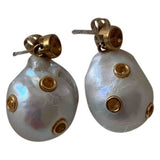 Celine baroque white pearl earrings