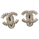 Chanel cc silver metal earrings