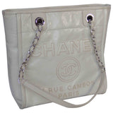 Chanel deauville ecru leather handbag
