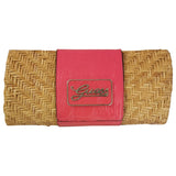 Guess pink wicker clutch bag