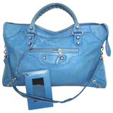 Balenciaga city blue leather handbag