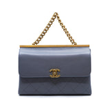 Chanel coco luxe grey leather handbag