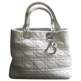 Dior lady dior white leather handbag