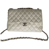 Chanel timeless/classique white leather handbag