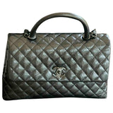 Chanel coco handle black leather handbag