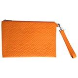 Burberry orange leather clutch bag