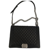Chanel boy black leather handbag