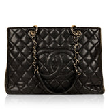 Chanel grand shopping black leather handbag
