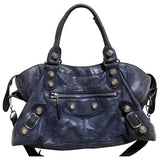 Balenciaga city blue leather handbag