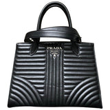 Prada diagramme black leather handbag