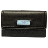 Prada etiquette black leather clutch bag