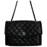 Chanel timeless/classique black leather handbag