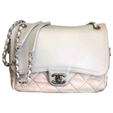 Chanel timeless/classique white leather handbag