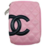 Chanel cambon pink leather clutch bag