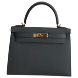 Hermès kelly 28 green leather handbag