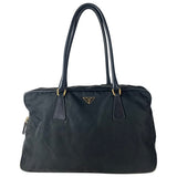 Prada tessuto city black cloth handbag