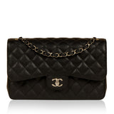 Chanel timeless/classique black leather handbag