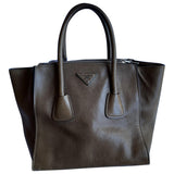 Prada double grey leather handbag
