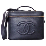 Chanel vanity black leather handbag