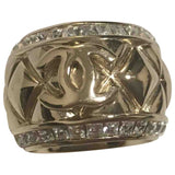 Chanel cc gold crystal rings