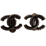 Chanel cc black metal earrings