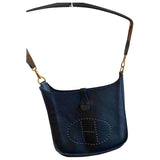 Hermès evelyne blue leather handbag