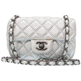 Chanel timeless/classique silver leather handbag