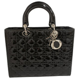 Dior lady dior black patent leather handbag