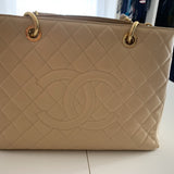Chanel grand shopping beige leather handbag