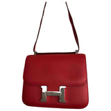 Hermès constance red leather handbag