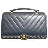 Chanel navy leather handbag