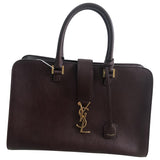 Saint Laurent monogram cabas burgundy leather handbag