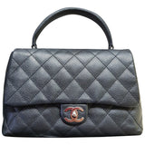 Chanel coco handle black leather handbag