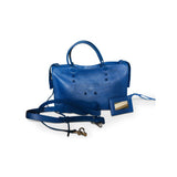 Balenciaga blackout blue leather handbag