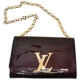 Louis Vuitton louise burgundy patent leather clutch bag